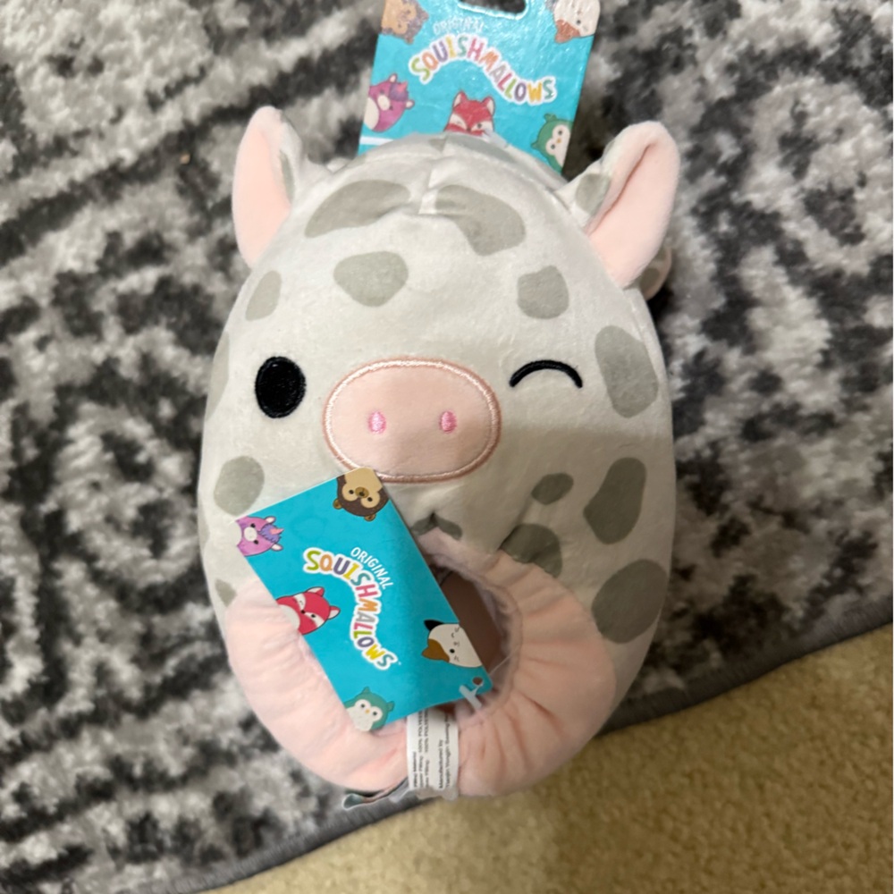 Squishmallows Pink and Gray Pig Plush